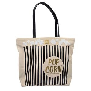 Kate Spade Popcorn Tote Bag Canvas Leather Black Straps NWOT
